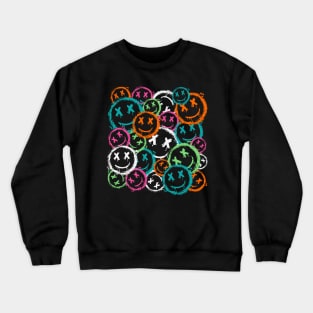 Grunge Smiley Faces Vintage Graffiti Street Art Smiles Crewneck Sweatshirt